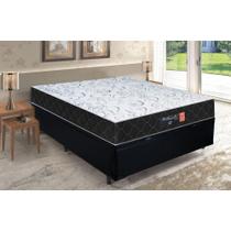 Cama Box Baú Casal + Colchão Semi Ortopédico Extra Firme Espuma D33 Colchões 138x188x72 Preto