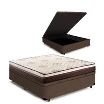 Cama Box Baú Casal + Colchão Siena Molas Ensacadas Marrom 138x188x62cm - Suporta até 110kg Por Pessoa