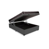 Cama Box Baú Casal com Espuma Macia Acoplado Cinza Sintético Cama Box Baú Casal com Espuma Macia Acoplado Cinza Sintético