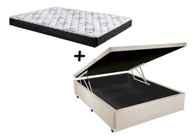 Cama Box Baú Casal Conforto Suede Bege + Colchão Casal Conforto Espuma D23 20x138x188 Cama Box Baú Casal Conforto Suede Bege + Colchão Casal Conforto Espuma D23 20x138x188