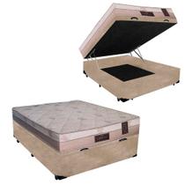 Cama Box Baú Casal Conforto Suede Bege + Colchão Casal Conforto Espuma D23 Com EPS 16x138x188 Cama Box Baú Casal Conforto Suede Bege + Colchão Casal Conforto Espuma D23 Com EPS 16x138x188