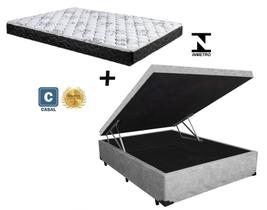 Cama Box Baú Casal Conforto Suede Cinza + Colchão Casal Conforto Espuma D33 Com EPS 16x138x188 Cama Box Baú Casal Conforto Suede Cinza + Colchão Casal Conforto Espuma D33 Com EPS 16x138x188