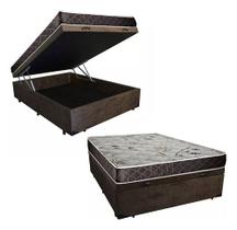 Cama Box Baú Casal Conforto Suede Marrom + Colchão Casal Conforto Espuma D23 17x138x188 Cama Box Baú Casal Conforto Suede Marrom + Colchão Casal Conforto Espuma D23 17x138x188