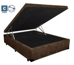 Cama Box Baú Casal Diamond AColchões Suede Marrom 41x138x188