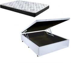 Cama Box Baú Casal Dreams Sintético Branco + Colchão Casal Dreams Espuma D33 Com EPS 14x138x188