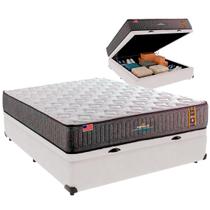 Cama Box Baú Casal e Colchão Embrace Molas Ensacadas King Coil Branco Cama Box Baú Casal e Colchão Embrace Molas Ensacadas King Coil Branco