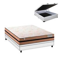 Cama Box Baú Casal e Colchão Smart Milano Molas Ensacadas