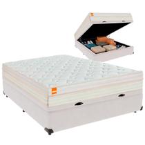 Cama Box Baú Casal e Colchão Tucson Molas Ensacadas Inducol Branco Cama Box Baú Casal e Colchão Tucson Molas Ensacadas Inducol Branco
