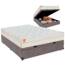 Cama Box Baú Casal e Colchão Tucson Molas Ensacadas Inducol Cinza Cama Box Baú Casal e Colchão Tucson Molas Ensacadas Inducol Cinza