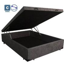 Cama Box Baú Casal em branco com Pistão a gás - 138x188
