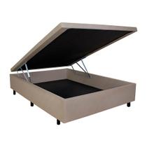 Cama Box Baú Casal em sintético bege com Pistão a gás - 138x188