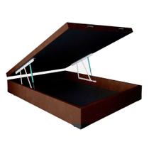 Cama Box Baú Casal em suede marrom com Pistão a gás - 138x188