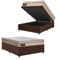 Cama Box Baú Casal Gazin Colchão Molas Ensacadas 138x188x65cm Maximus Bege/Marrom Cama Box Baú Casal Gazin Colchão Molas Ensacadas 138x188x65cm Maximus Bege/Marrom