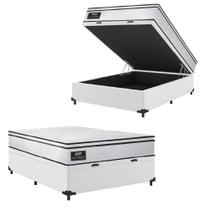 Cama Box Baú Casal Gazin Colchão Molas Ensacadas 138x188x65cm New Branco Linho
