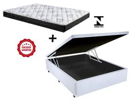 Cama Box Baú Casal Green Branco + Colchão Espuma D33 138x188x17