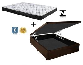 Cama Box Baú Casal Green Marrom + Colchão Espuma D33 138x188x8