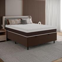 Cama Box Baú Casal Hypnos Marrom 138x188 com Colchão Karina Molas Ensacadas Euro Pillow Umaflex Cama Box Baú Casal Hypnos Marrom 138x188 com Colchão Karina Molas Ensacadas Euro Pillow Umaflex