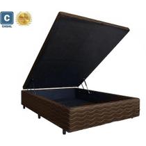 Cama Box Baú Casal Luxo AColchões Matelado Marrom 41x138x188