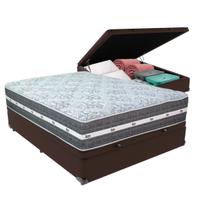Cama Box Baú Casal Marrom + Colchão Black Graphite 27 Molas Ensacadas Anjos Cama Box Baú Casal Marrom + Colchão Black Graphite 27 Molas Ensacadas Anjos