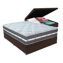 Cama Box Baú Casal Marrom + Colchão Black Graphite 32 Molas Ensacadas Anjos Cama Box Baú Casal Marrom + Colchão Black Graphite 32 Molas Ensacadas Anjos
