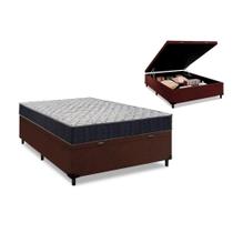 Cama Box Baú Casal Marrom + Colchão De Espuma D45 - Ortobom - Airtech 150 60x188x138cm