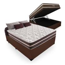 Cama Box Baú Casal Marrom + Colchão de Molas Anjos Classic Superlastic 138x188x60