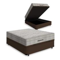 Cama Box Bau Casal Marrom Colchão de Molas ensacadas Ortobom Airtech SpringPocket Casal