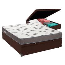 Cama Box Baú Casal Marrom + Colchão Light D33 Ortobom