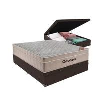 Cama Box Baú Casal Marrom Colchão Molas Ensacadas Airtech SpringPocket 138x188 - Ortobom