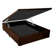 Cama Box Baú Casal Marrom Sintético 42x138x188