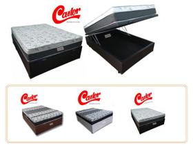 Cama Box Baú Casal Medida Especial + Colchão Castor Class 120x203x67 (Ideal para Quartos pequenos)