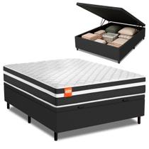 Cama Box Baú Casal Molas Ensacadas Bali 138x188x63cm Preto Cama Box Baú Casal Molas Ensacadas Bali 138x188x63cm Preto