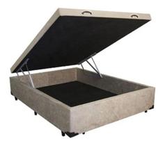 Cama Box Báu Casal Padrão 138x188 Em Tecido Suede Blindada Reforçada Suporta Até 300 Kilos