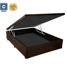 Cama Box Baú Casal Platinum AColchões Síntetico Marrom 41x138x188