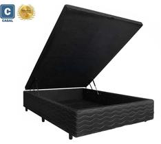 Cama Box Baú Casal Premier AColchões Matelado Preto 41x138x188