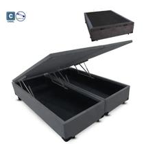 Cama Box Baú Casal Premier Cinza Bipartido Com Pistão A Gás - 138x188x41