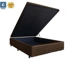 Cama Box Baú Casal Premium AColchões Matelado Marrom 41x138x188