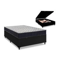 Cama Box Baú Casal Preto + Colchão De Espuma D45 - Ortobom - Airtech 150 60x138x188cm