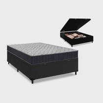 Cama Box Baú Casal Preto + Colchão De Espuma D45 - Ortobom - Airtech 150 60x198x158cm