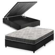 Cama Box Baú Casal Preto Colchão Espuma D33 Ortopédico Zidi San Francisco 138x188x59cm Cama Box Baú Casal Preto Colchão Espuma D33 Ortopédico Zidi San Francisco 138x188x59cm