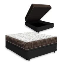 Cama Box Baú Casal Preto Colchão ISO 150 D45 - Ortobom Cama Box Baú Casal Preto Colchão ISO 150 D45 - Ortobom