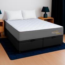 Cama Box Baú Casal Preto+Colchão Liverpool D33 PoliConfort