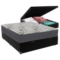 Cama Box Baú Casal Preto e Colchão Airtech 100 D33 Ortobom