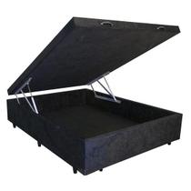 Cama Box Baú Casal Preto Orto Suede 138x188x41 Cama Box Baú Casal Preto Orto Suede 138x188x41