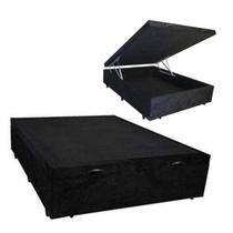 Cama Box Baú Casal Preto Suede com Pistões a Gás Cama Box Baú Casal Preto Suede com Pistões a Gás