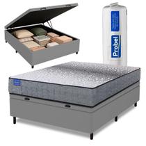 Cama Box Baú Casal Probel Molas Ensacadas 138x188x67 Day Springs a Vácuo Branco/Cinza