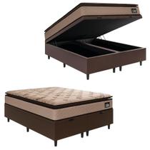 Cama Box Baú Casal Queen Colchão Espuma D33 Pillow Top Van Gogh 158x198x70cm Suede Marrom Hellen Cama Box Baú Casal Queen Colchão Espuma D33 Pillow Top Van Gogh 158x198x70cm Suede Marrom Hellen