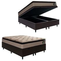 Cama Box Baú Casal Queen Colchão Espuma D33 Pillow Top Van Gogh 158x198x70cm Suede Marrom Hellen Suporta Até 120 Kg Por Pessoa
