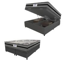 Cama Box Baú Casal Queen Colchão Gazin Com Molas Ensacadas Rubi 158x198x73cm Suede Cinza/Preto Cama Box Baú Casal Queen Colchão Gazin Com Molas Ensacadas Rubi 158x198x73cm Suede Cinza/Preto