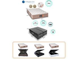 Cama Box Baú Casal Reforçada Queen + Colchão Sankonfort Tranquillité Molas Ensacadas - Linha Luxo 158x198x72